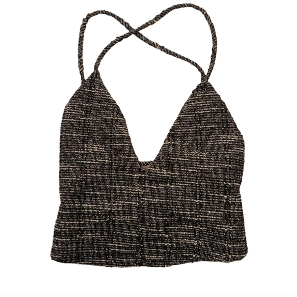 MEZZANINE Spaghetti Strap Tweed Crop Top SMALL